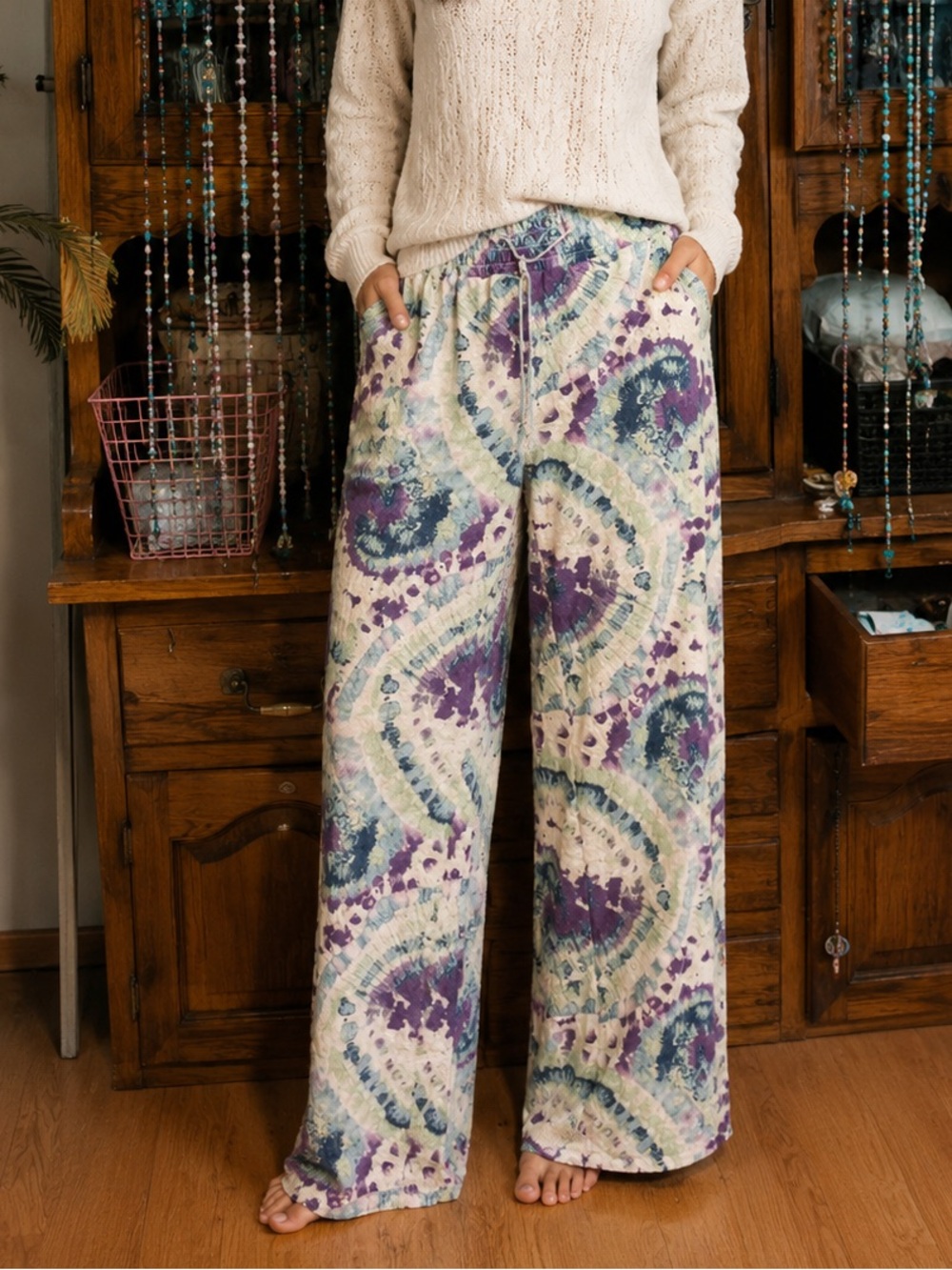 West Loop Tie-Dye Printed Palazzo Pants boho medium